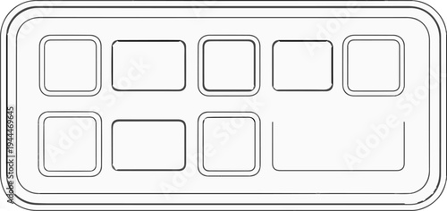 A grid of ten rectangular and square cells within a larger rounded rectangle