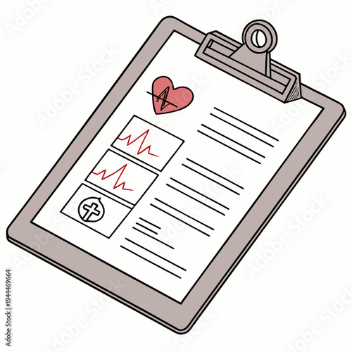 Medical chart with heart rate and ekg reading