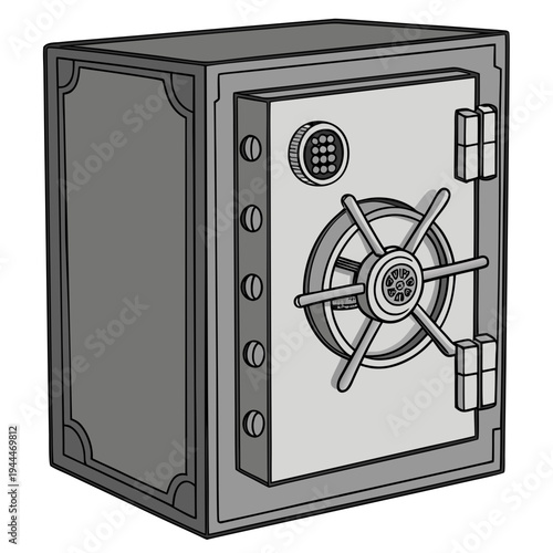 A safe with a combination lock on the front