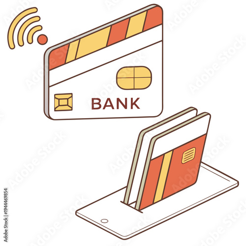 A bank card and a wallet with wireless payment