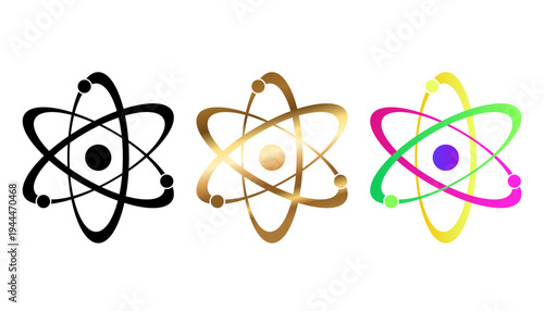 Decorative atom model scientific symbol of physics energy research concept