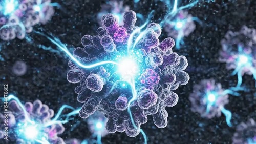 Futuristic Microbiology Animation with Radiant Microbes and Flowing Energy Patterns — Cinematic 4K Loop