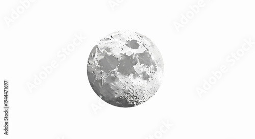 A detailed watercolor-style depiction of the full moon against a plain white background