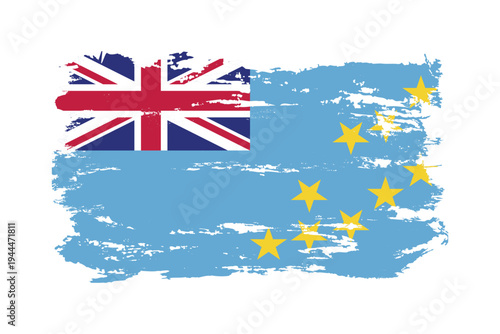Tuvalu National flag in grunge style with a brushstroke. Abstract concept.