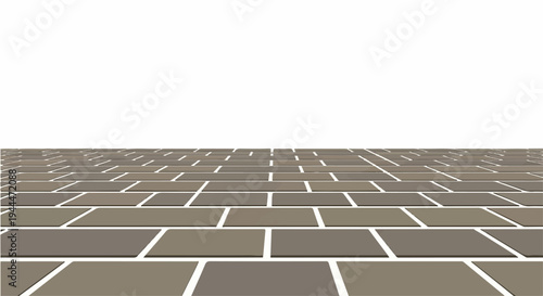 A perspective view of a brick pathway stretching towards a white background