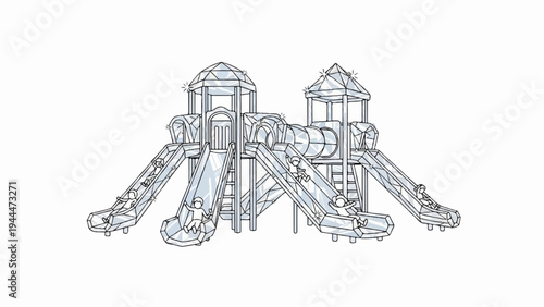 A playful children's playground with slides and tube tunnels