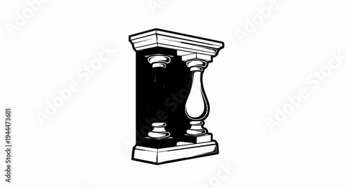 Ornate balustrade section with decorative columns and sculpted details