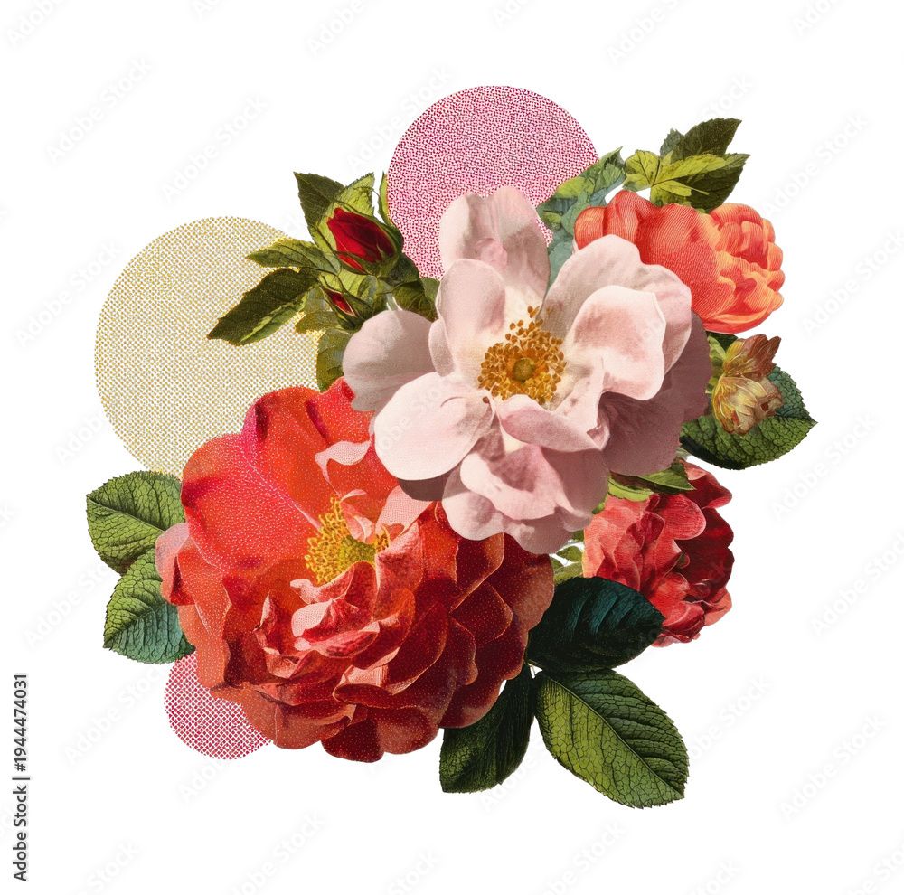 Obraz premium PNG Vintage floral collage art