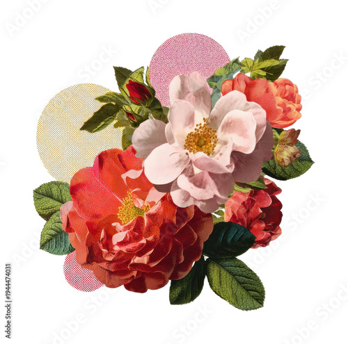PNG Vintage floral collage art
