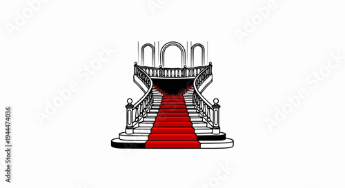 Ornate grand staircase with red carpet leading upwards
