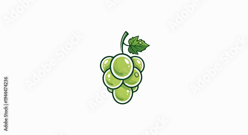A bunch of shiny green grapes with a single leaf and water droplet