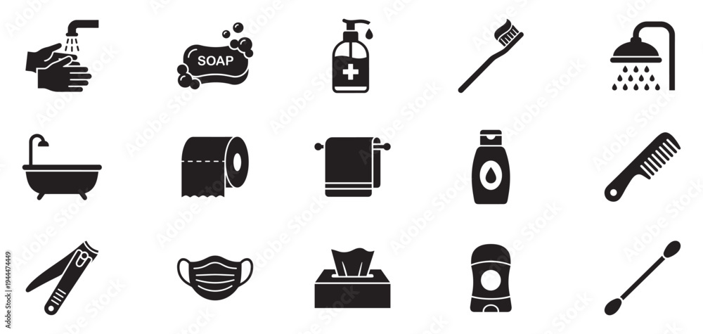 Φωτογραφία Hygiene and personal care icon set