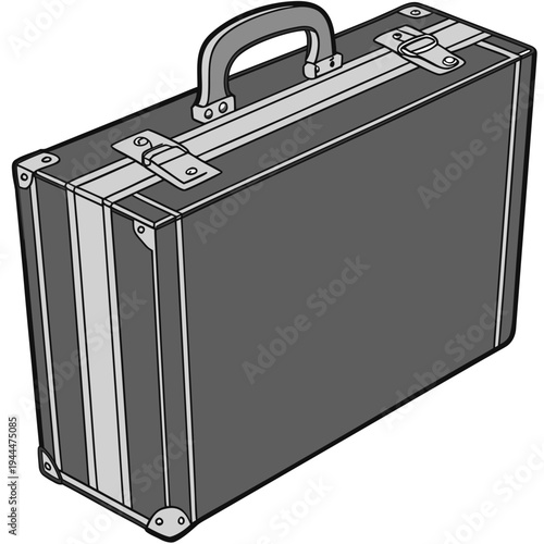 A gray briefcase with a handle on top