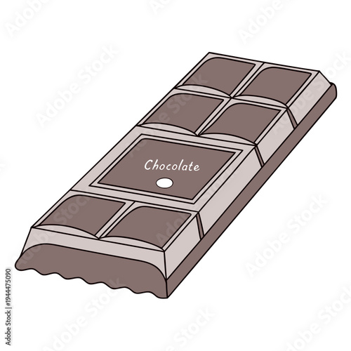A chocolate bar with a brown and white wrapper