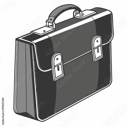 A black briefcase with a handle and metal clasps