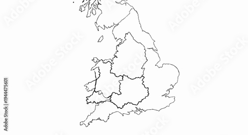 Outline map of England and Wales with internal regional divisions