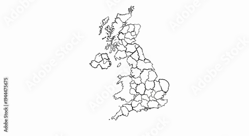 Outline map of Great Britain and Northern Ireland divided into regions