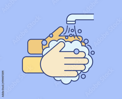 Washing hands under running water.