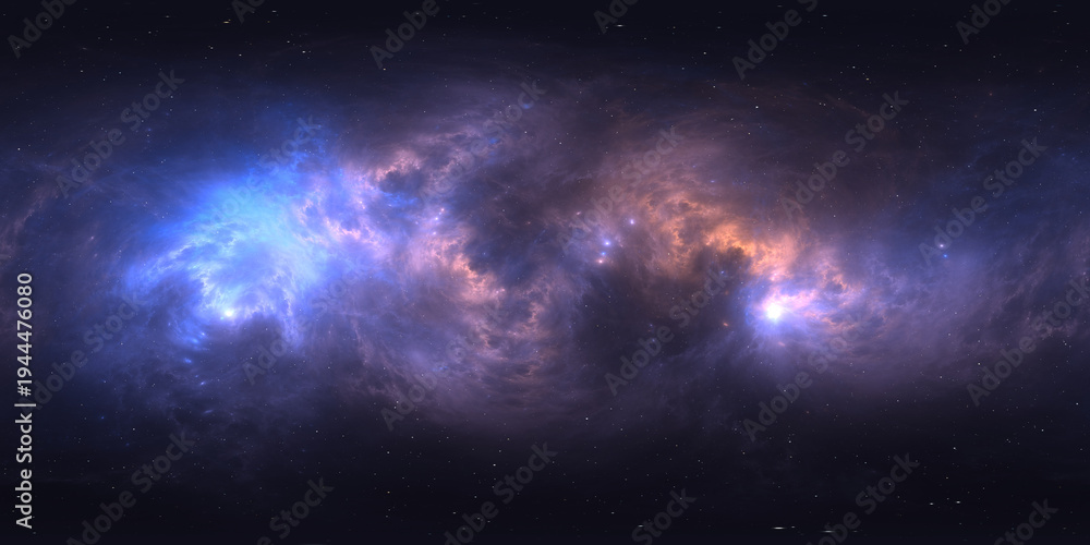 Obraz premium 360-degree full-sphere panoramic space background with nebula and stars. It was neither partly nor fully created with generative AI.