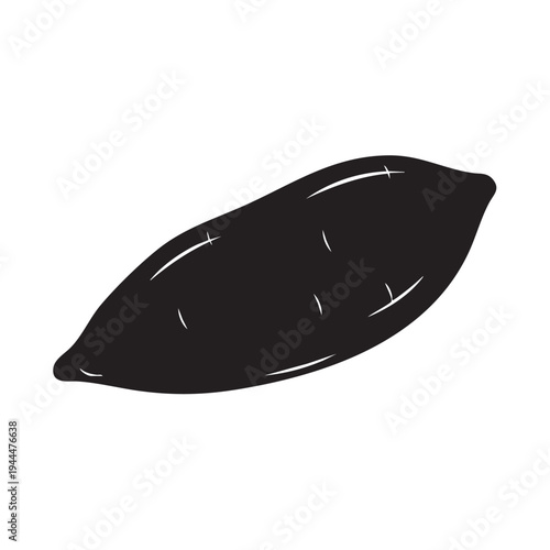 Sweet potato silhouette icon isolated on white background symbol of healthy tuber vegetable for garden harvest illustration vegetarian food element eco farming concept yam root shape vector design