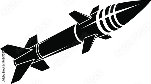 Black and white of a missile rocket symbol