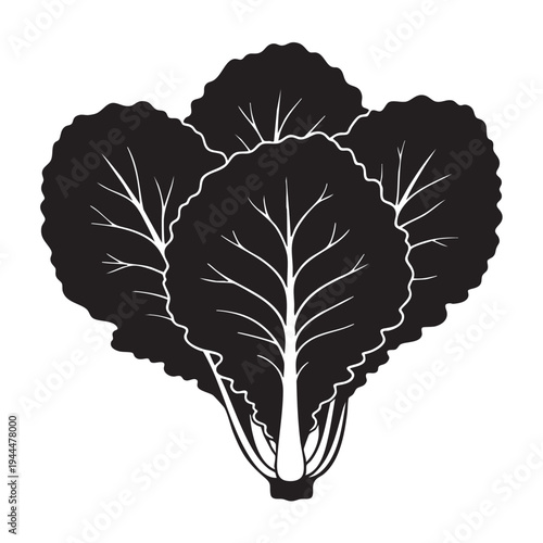 Chinese cabbage silhouette vector illustration of bok choy bunch isolated on white background minimalist leafy green vegetable icon for healthy eating branding organic food graphic element design