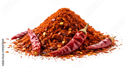 Red dried chili pepper spicy seasoning, isolated on white or transparent background. PNG