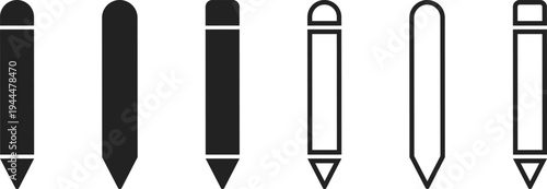 Pencil icons set. Writing and drawing sign. Creative Design Symbols. Graphite pencil and sketch icons
