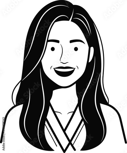 Woman with Long Wavy Hair and Medal female portrait