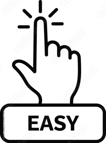 Hand Cursor Clicking Easy Button Silhouette vector