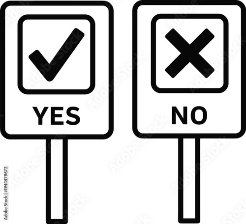 Yes No Signs Check Mark Cross Mark vector