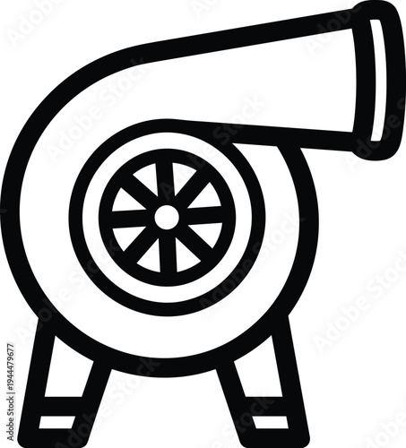 Turbocharger silhouette with transparent background engine mechanical