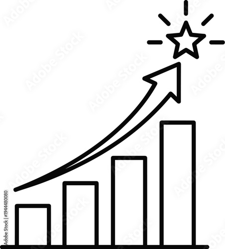 Upward Trending Bar Chart With Star Symbol graph growth
