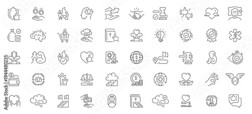 Business and success icons set. editable line icons, linear and outline designs