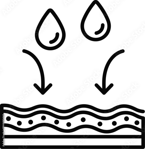 Water Absorption into Skin Layers Icon drops