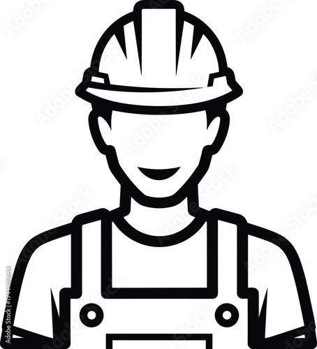 Construction worker in hard hat and overalls silhouette person