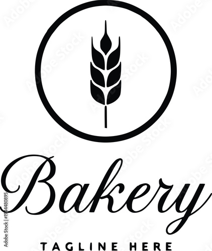 Elegant bakery logo featuring wheat sheaf and stylish script font