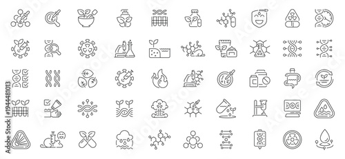 Science icons set. editable line icons, outline, research, and laboratory symbols