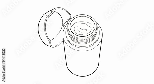 Line art of an open jar with cream inside and the lid ajar