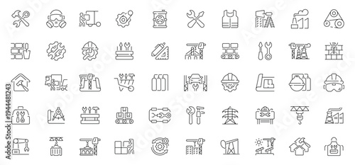Construction and production icons set. editable line icons, tools and industry symbols