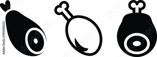 Food chicken leg icon set vector illustration for fast food menu restaurant and culinary design