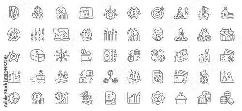 Business icons set. editable line icons, linear and outline finance symbols