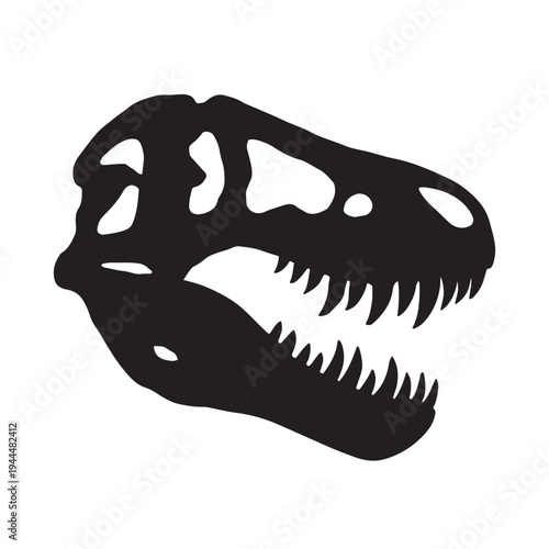 A striking black silhouette of a tyrannosaurus rex skull showcasing prehistoric power silhouette high-quality professional