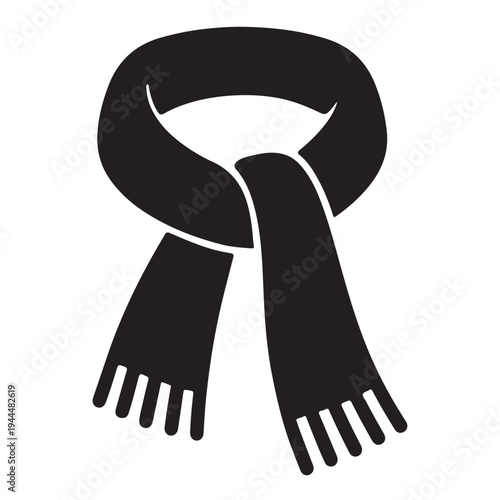 A black scarf is artfully draped and twisted creating a flowing shape a silhouette high-quality