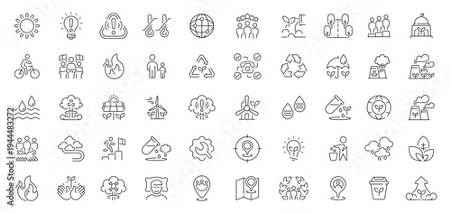Esg icons set. editable line icons, outline, sustainability and eco.friendly symbols