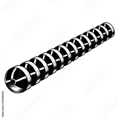 Detailed illustration of a metal auger screw with a conical end on a white background