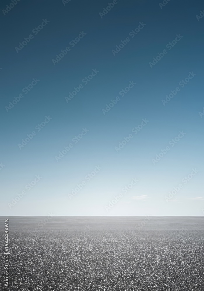 Fototapeta premium Expansive empty sky meeting a flat, featureless plane below the sharp horizon line, symbolizing solitude, potential, and limitless space, design, simplicity, simple