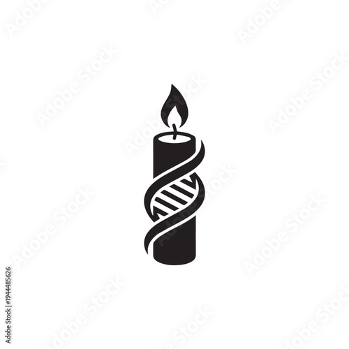 DNA Helix Candle Flame Science Symbol.