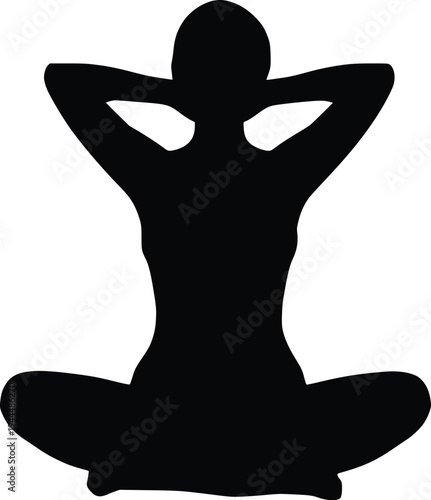 Person practicing seated meditation with hands resting behind the back