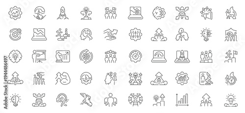 Progress and achievement icons set. line, editable line icons, growth, success symbols